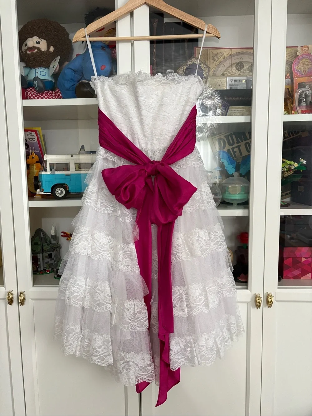 Vintage Betsey Johnson Tea Party Dress White Pink - Picture 2 of 3